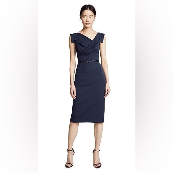 Black Halo Dresses & Skirts - Black Halo Jackie Belted Stretch Gabardine Sheath black dress sz 4